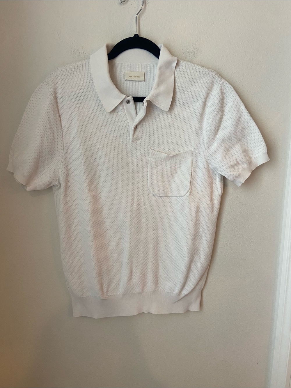 Aimé Leon Dore White Open Knit Short Sleeve Polo Shirt Pocket Size S